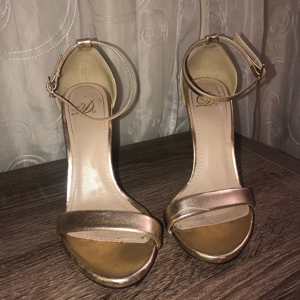 4 inch gold High Heel Sandal with an ankle strap